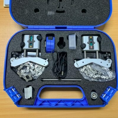 SKF TKSA 51 performing laser shaft alignment on industrial motor and pump system
