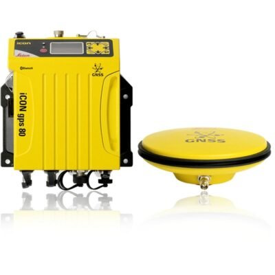 Leica iCON GPS 80 GNSS receiver used on active construction site