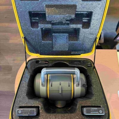 Trimble SX10 robotic survey scanner performing 3D laser scanning on infrastructure project