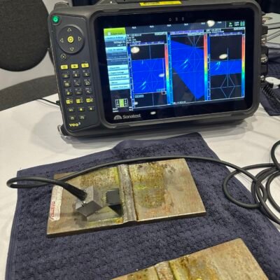 Sonatest Veo3 ultrasonic flaw detector in industrial use