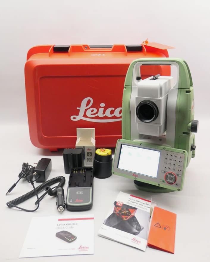 Leica TS10 manual total station on construction site